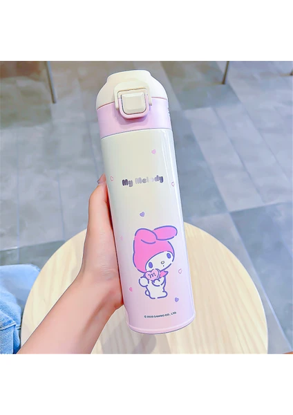 CCmoo Pretty Sanrio Kurome Çocuk Termos Bardak Kızlar Paslanmaz Çelik 316 Doğrudan Içme Suyu Bardağı Öğrenci Okul Özel Su Isıtıcısı Melodi Tozu #500ML (Yurt Dışından)