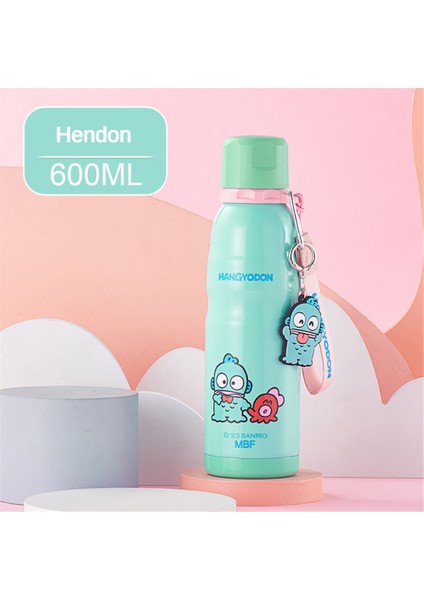 Sanrio Hakiki Dönen Yüksek Görünümlü Şık Kampüs Kızların Su Bardağı 316 Paslanmaz Çelik Taşınabilir Termos Bardak 600 ml # Yeşil Palyaço Balığı (Yurt Dışından)