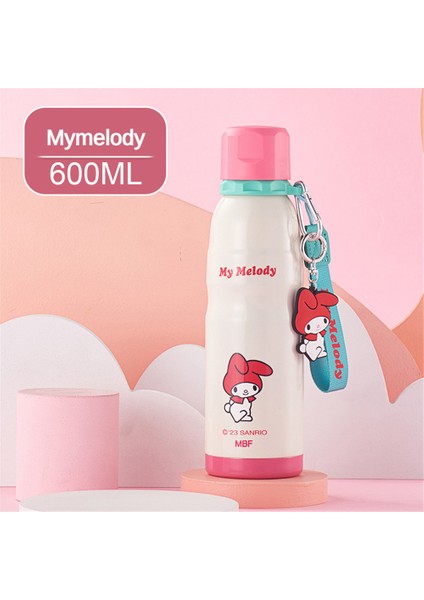 Sanrio Hakiki Dönen Yüksek Görünümlü Şık Kampüs Kızların Su Bardağı 316 Paslanmaz Çelik Taşınabilir Termos Bardak 600 ml # Pembe Melodi (Yurt Dışından)