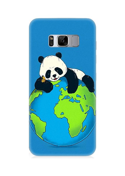 Samsung Galaxy S8 Plus Uyumlu Yorgun Panda ve Dünya Desenli Silikon Kılıf