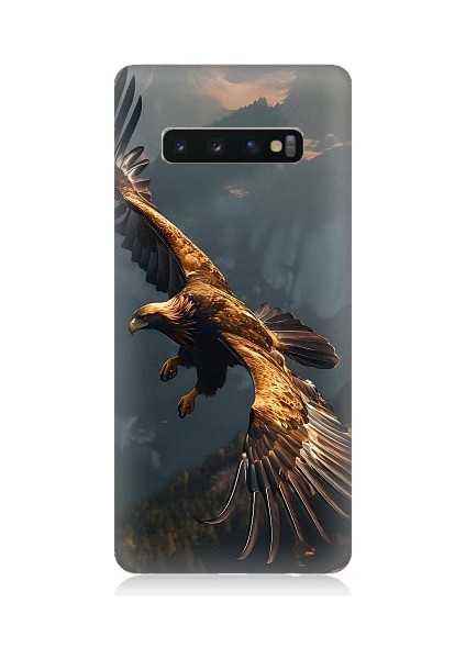 Samsung Galaxy S10 Plus Uyumlu Uçan Kara Kartal Desenli Silikon Kılıf