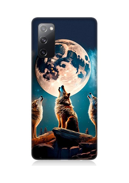 Samsung Galaxy S20 Fun Edition Uyumlu 3 Kurt ve Dolunay Desenli Silikon Kılıf
