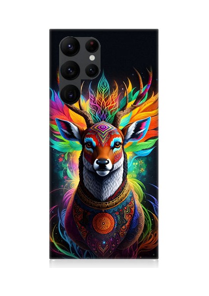 Samsung Galaxy S22 Ultra Uyumlu Mistik Ala Geyik Desenli Silikon Kılıf