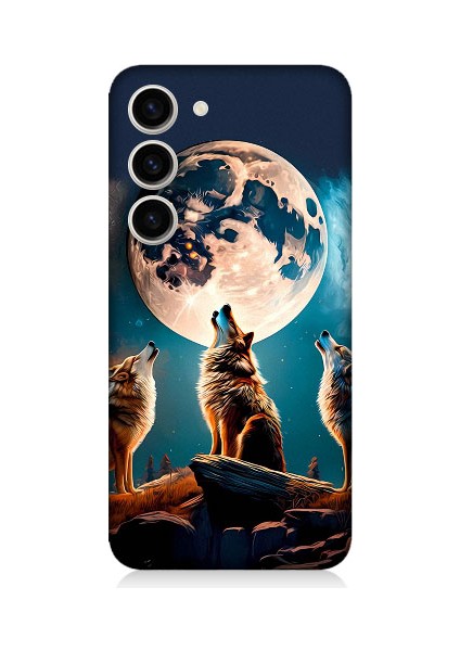 Samsung Galaxy S23 Plus Uyumlu 3 Kurt ve Dolunay Desenli Silikon Kılıf