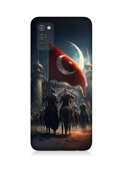 Samsung Galaxy A03S Uyumlu Tulpar Bayrak ve Kale Desenli Silikon Kılıf