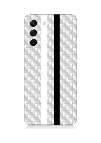 Samsung Galaxy S21 Fun Edition Uyumlu Siyah Beyaz Metal Motif Desenli Silikon Kılıf