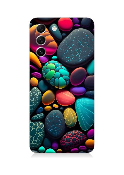Samsung Galaxy S21 Fun Edition Uyumlu Artx Kırmızı Doğa Taşlar Desenli Silikon Kılıf