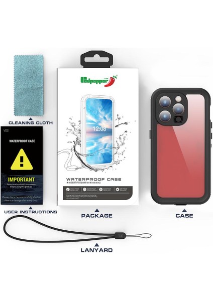 Iphone 15 Için Kılıf Pro IP68 Su Geçirmez Tam Su Geçirmez Dahili 12FT Askeri (Yurt Dışından) modelleri