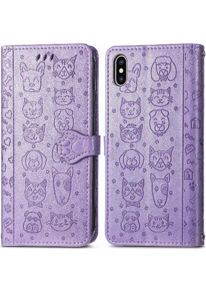 Iphone Xs Için Kılıf Kapak Kapak Kısa Kayış Karikatür Hayvanlar Darbeye Vaka (Yurt Dışından)