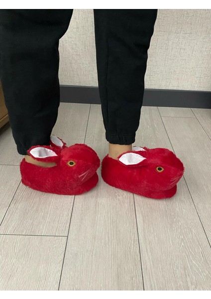 Kışlık Tavşan Figürlü Yumuşak Peluşlu Ev Ayakkabısı Panduf