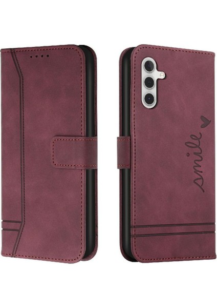 Samsung Galaxy A34 5g El Kayışı Manyetik Kapatma Flip Pu Için Telefon Kılıfı (Yurt Dışından)