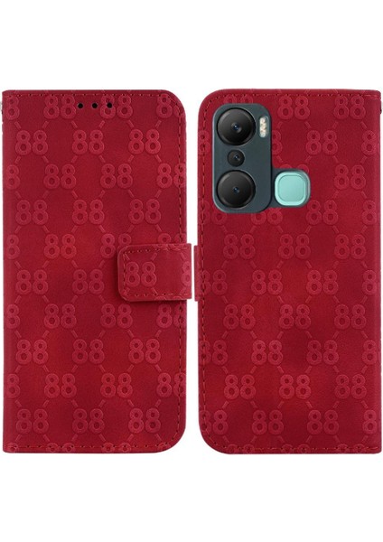 Infinix Sıcak 12 Pro Kickstand Çift 8 Kabartmalı Pu Deri Için Telefon Kılıfı (Yurt Dışından)
