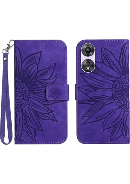 Kart Yuvaları Tutucu Kısa Kayış ile Oppo A78 4g Lüks Pu Deri Kılıf (Yurt Dışından)