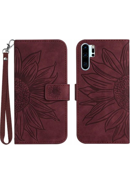 Kart Yuvaları Tutucu Flip Case ile Huawei P30 Pro Lüks Pu Deri Için Kılıf (Yurt Dışından)
