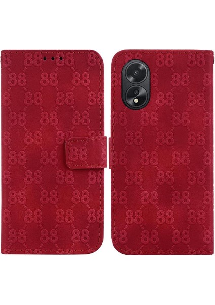 Oppo A18 Için Telefon KILIFI/A38 Çift 8 Kabartmalı Kart Tutucu Cüzdan Kapak Pu (Yurt Dışından)