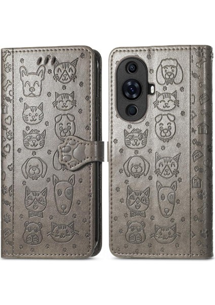 Huawei Nova 11 Pro Karikatür Hayvanlar Için Kısa Kayış Kapak Kılıfı (Yurt Dışından)