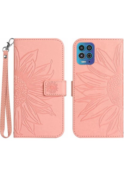 Motorola Moto G100 Kabartmalı Ayçiçeği Kart Yuvaları Tutucu Pu (Yurt Dışından)