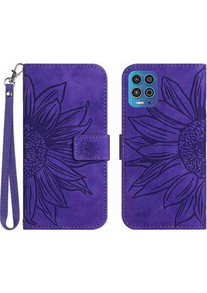 Motorola Moto G100 Kabartmalı Ayçiçeği Kart Yuvaları Tutucu Pu (Yurt Dışından)