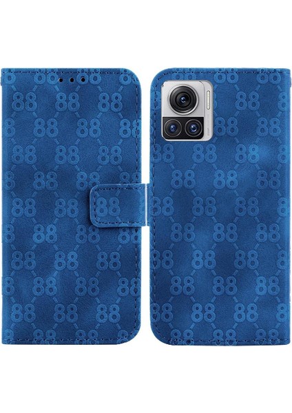 Motorola Kenar 30 Ultra Çift 8 Kabartmalı Pu Deri Kart Için Telefon Kılıfı (Yurt Dışından)