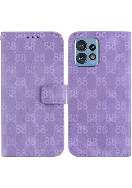 Motorola Kenar 40 Pro Kickstand Çift 8 Kabartmalı Cüzdan Pu Için Telefon Kılıfı (Yurt Dışından)
