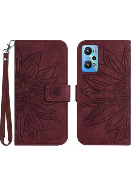Realme Gt Neo 2 Flip Cüzdan Telefon Kılıfı Için Kabartmalı Ayçiçeği Lüks (Yurt Dışından)