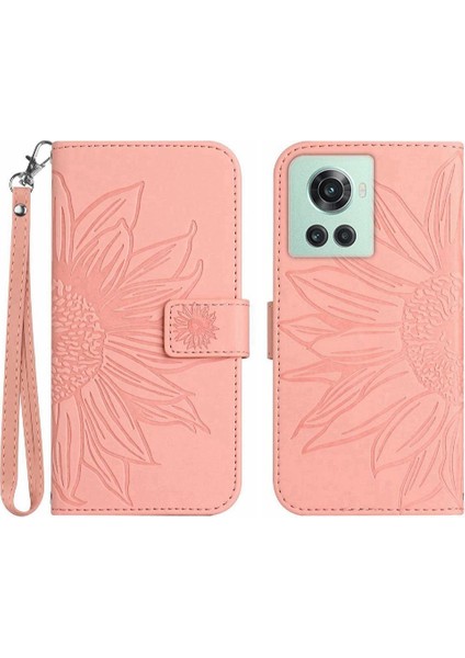 Oneplus 10R Kabartmalı Ayçiçeği Flip Cüzdan Telefon Kılıfı Için Kılıf Lüks Pu (Yurt Dışından)