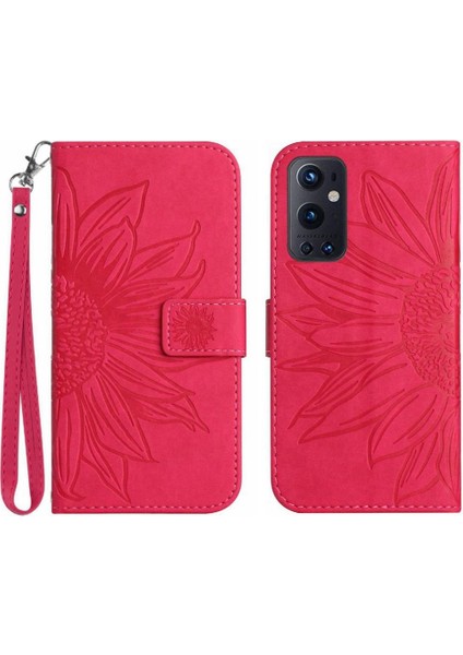 Kart Yuvaları Tutucu Kabartmalı Ayçiçeği Lüks Pu ile Oneplus 9 Pro Için Kılıf (Yurt Dışından)
