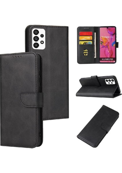 Samsung Galaxy A73 5g Deri Folio Flip Case Manyetik Karbon (Yurt Dışından)