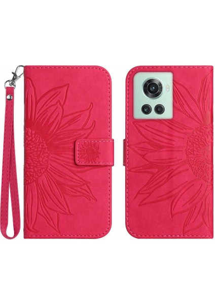 Oneplus 10R Kabartmalı Ayçiçeği Flip Cüzdan Telefon Kılıfı Için Kılıf Lüks Pu (Yurt Dışından)