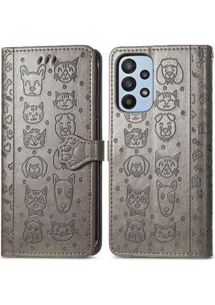 Samsung Galaxy A23 Kılıf Için Kılıf Kısa Kayış Karikatür Hayvanlar Flip (Yurt Dışından)