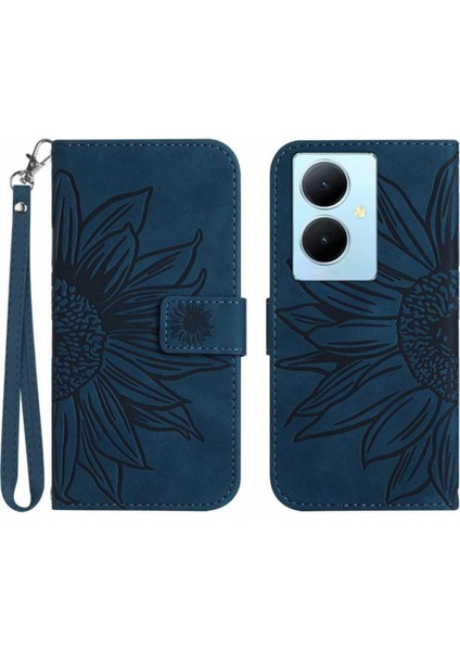 Vivo Y78 Kabartmalı Ayçiçeği Flip Cüzdan Telefon Kılıfı Için Kart Pu (Yurt Dışından)