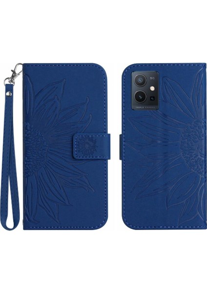 Vivo Y55 5G/Y75 5g Için Kart Yuvaları Tutucu Kabartmalı Pu ile Kısa Kayış (Yurt Dışından)