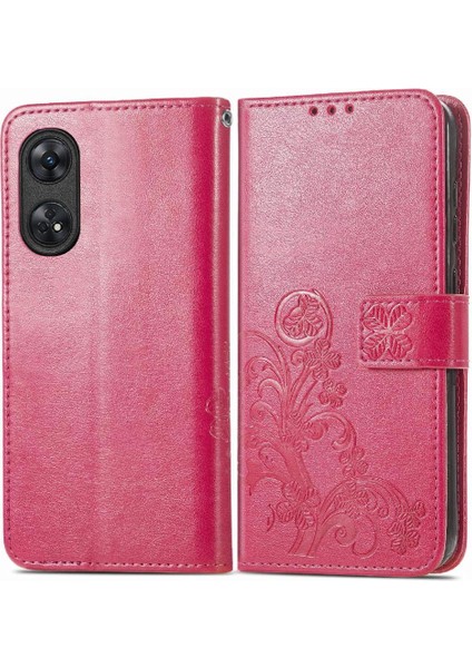 Oppo Oppo 8t 4g Için Kılıf Kısa Kayış Deri Kılıf Dört Yapraklı Yonca Flip (Yurt Dışından)
