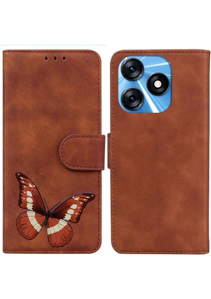 Tecno Spark 10C Kelebek Renk Baskılı Cüzdan Flip Folio Kapak Için Kılıf (Yurt Dışından)