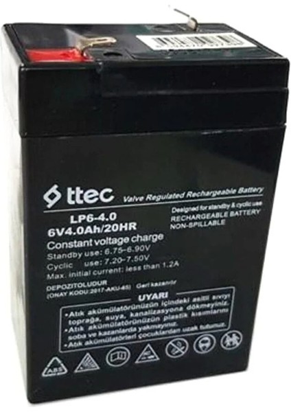 Ttec 6 Volt 4 Amper Akü ( 6 V 4 Ah ) Standart Akü 6V-4AH