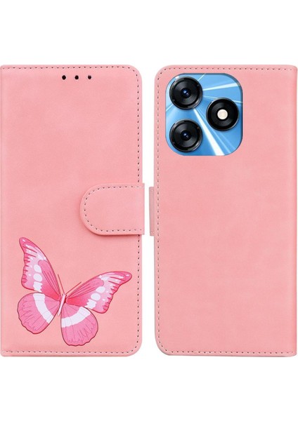 Tecno Spark 10C Kelebek Renk Baskılı Cüzdan Flip Folio Kapak Için Kılıf (Yurt Dışından)