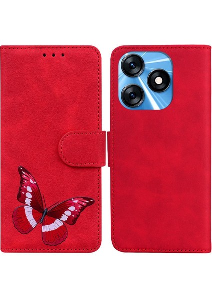Tecno Spark 10C Kelebek Renk Baskılı Cüzdan Flip Folio Kapak Için Kılıf (Yurt Dışından)