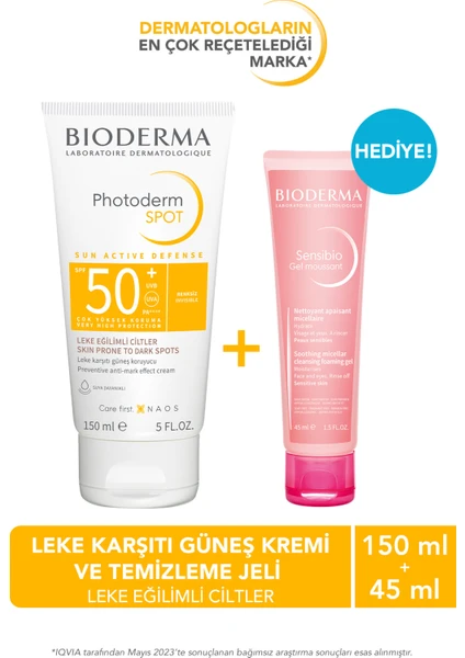 Bıoderma Photoderm Spot SPF50+ Leke Karşıtı Güneş Kremi & Sensibio Temizleme Jeli 45 ml 8699956513478