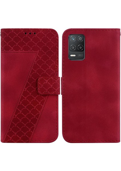 Telefon Kılıfı Için Realme 8 5g/8s 5g Cüzdan Kart Yuvası Fonksiyonu Kabartmalı Pu (Yurt Dışından)
