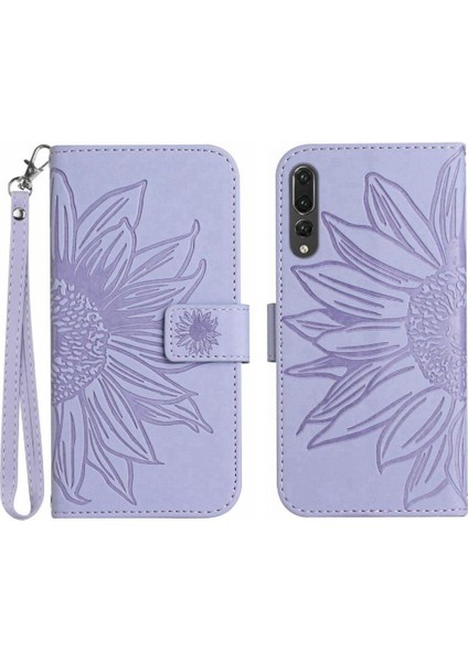 Kart Yuvaları ile Huawei P20 Pro Için Kılıf Tutucu Flip Cüzdan Telefon Kılıfı Pu (Yurt Dışından)