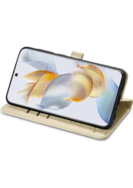Huawei Onur Için Kılıf 90 5g Deri Kılıf Karikatür Hayvanlar Kısa Kayış Flip (Yurt Dışından)