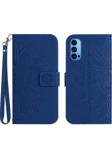 Kart Yuvaları Tutucu Kabartmalı Ayçiçeği Pu ile Oppo Oppo 4 Pro 5g Için Kılıf (Yurt Dışından)