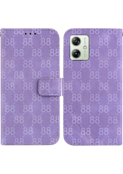 Motorola Moto G54 5g Için Telefon Kılıfı Pu Deri Kickstand Çift 8 Kabartmalı (Yurt Dışından)