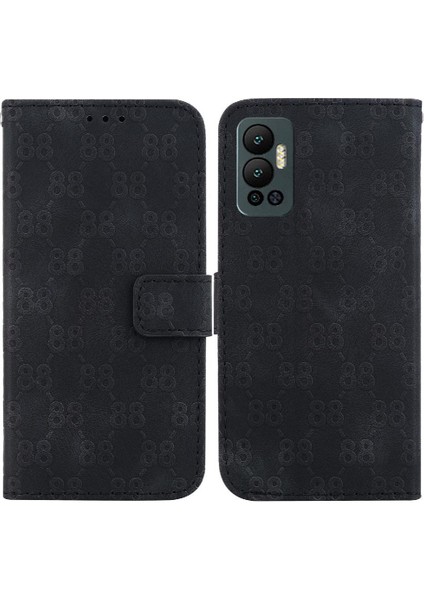Infinix Sıcak 12 Kickstand Pu Deri Çift 8 Kabartmalı Kapak Için Telefon Kılıfı (Yurt Dışından)