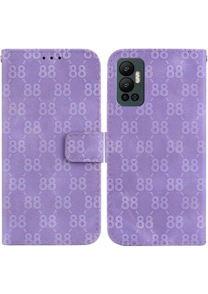 Infinix Sıcak 12 Kickstand Pu Deri Çift 8 Kabartmalı Kapak Için Telefon Kılıfı (Yurt Dışından)