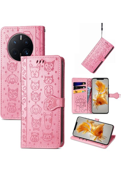 Huawei Mate 50 Için Kılıf Pro Darbeye Deri Kılıf Karikatür Hayvanlar Kısa (Yurt Dışından) modelleri