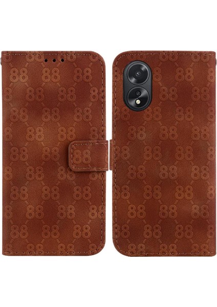 Oppo A18 Için Telefon KILIFI/A38 Çift 8 Kabartmalı Kart Tutucu Cüzdan Kapak Pu (Yurt Dışından)