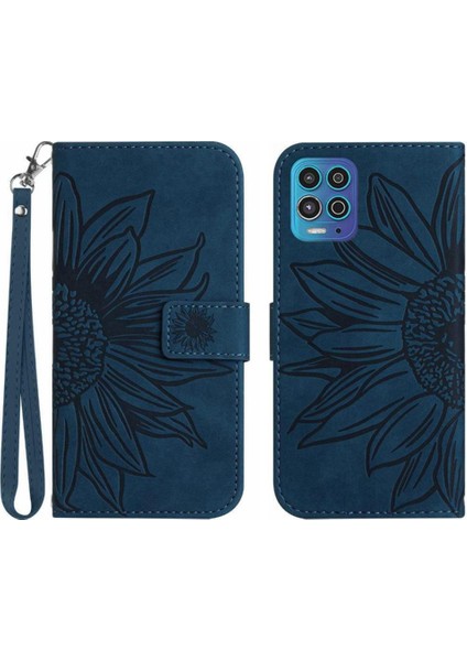 Motorola Moto G100 Kabartmalı Ayçiçeği Kart Yuvaları Tutucu Pu (Yurt Dışından)