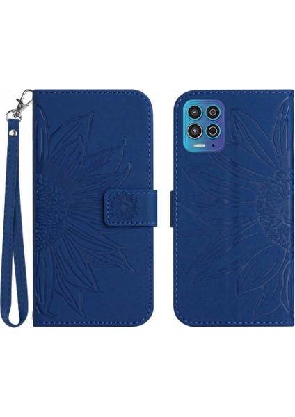 Motorola Moto G100 Kabartmalı Ayçiçeği Kart Yuvaları Tutucu Pu (Yurt Dışından)