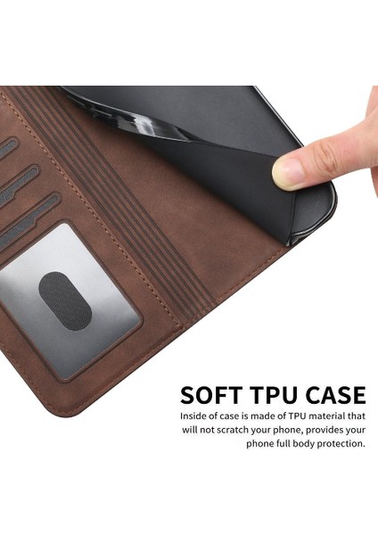 Telefon Kılıfı Için Xiaomi 14 Manyetik Kapatma Kart Yuvaları Kapak Flip Folio Pu (Yurt Dışından)